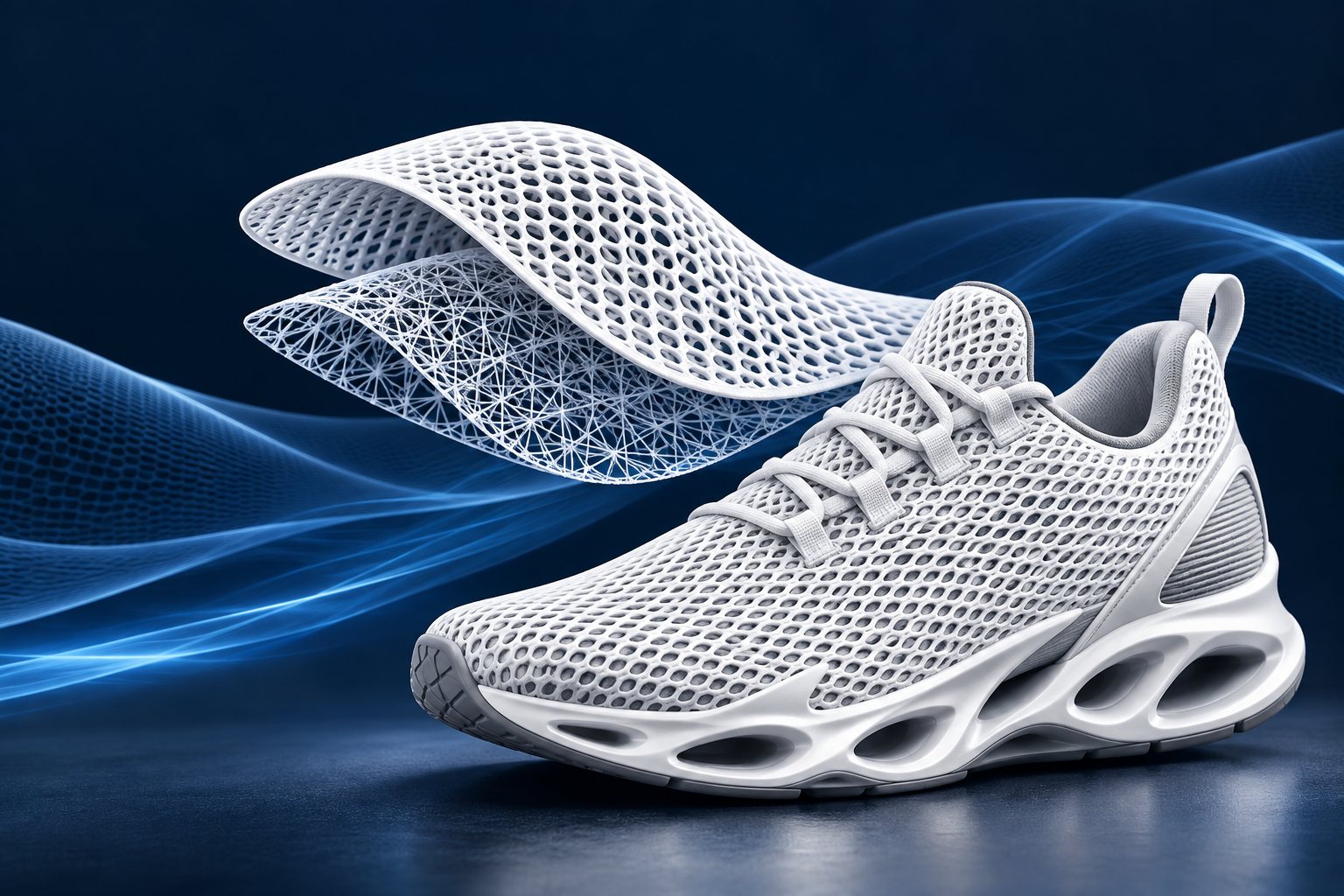 Functional Mesh shoe with its engineered mesh layers